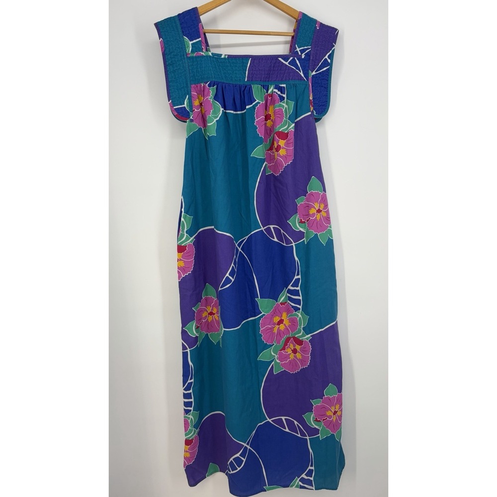 Vtg Oscar De La Renta x Swirl Muumuu M Kaftan House Dress Floral Hawaiian Island